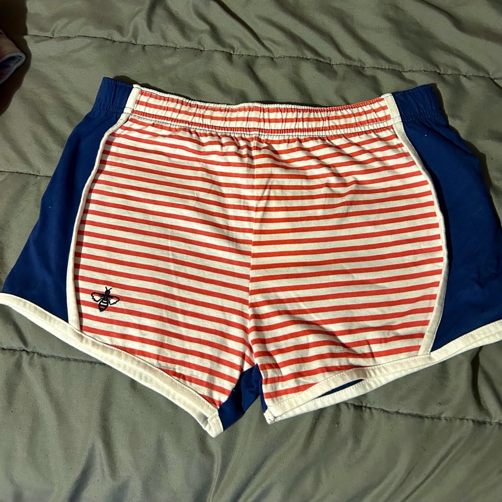 Striped Athletic Shorts - Red and Blue
